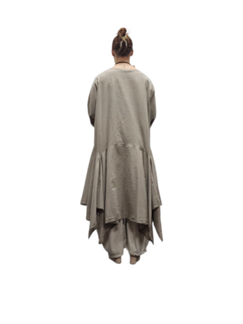 Jurk- lange tuniek taupe 100% cotton