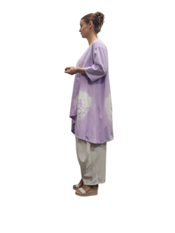 Tuniek asymmetrisch batikprint lila