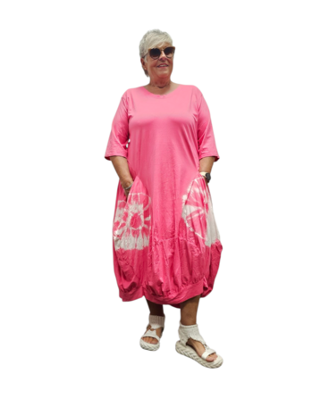 Ballonjurk A-lijn batikprint roze