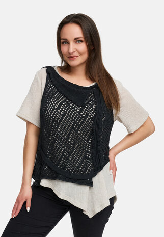 Kekoo asymmetrische top gebreid zwart