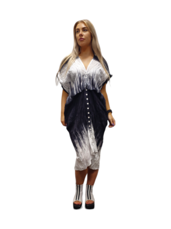 Women's dress /gardigan black/white crashed fabric large V-neck