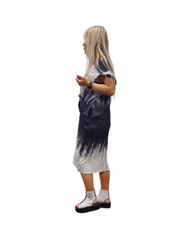 Women's dress /gardigan black/white crashed fabric large V-neck