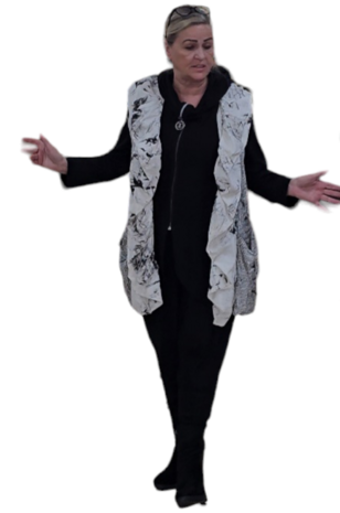 Women knitted gardigan offwhite /black h4