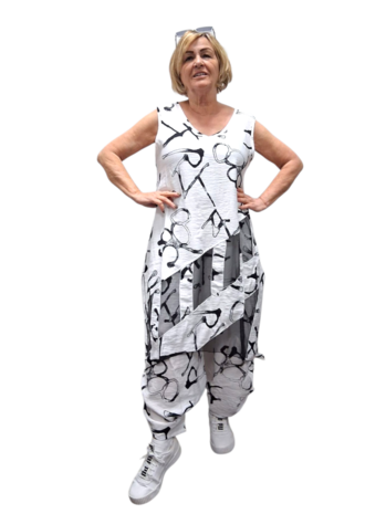 Kekoo mouwloze jurk/tuniek 'Aria' wit print
