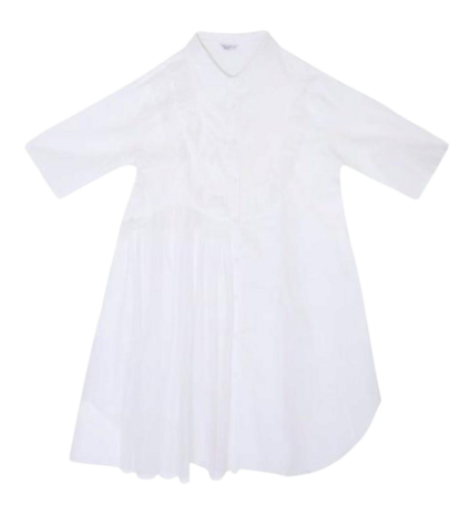 Blouse-wit-met gedeeltelijke plooi inzet