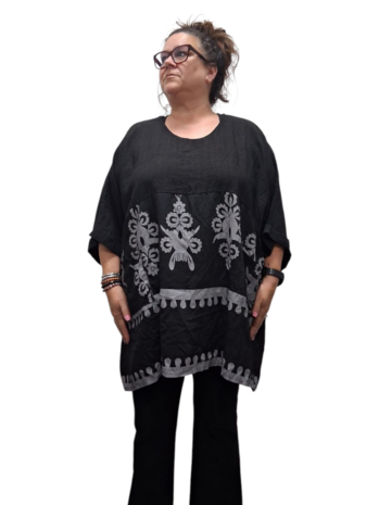 Wijde tuniek La Bass zwart print