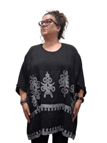 Wijde tuniek La Bass zwart print