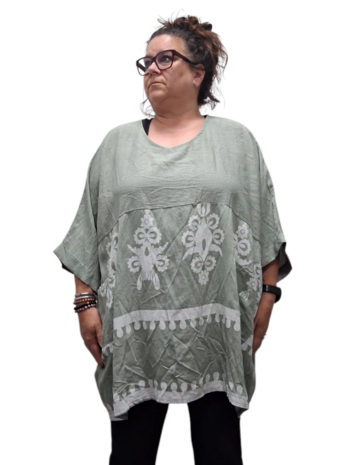 Wijde tuniek La Bass groen print