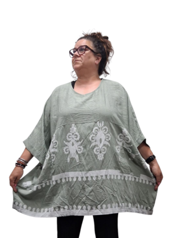 Wijde tuniek La Bass groen print