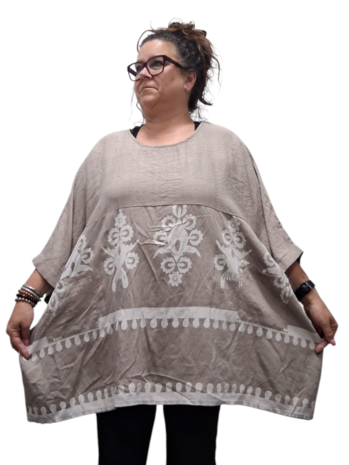 Wijde tuniek La Bass beige print