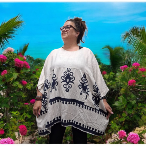 Wijde tuniek La Bass zand print