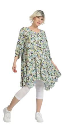 Lang, licht viscose jasje-vest Penny veelkleurig/groen-turquoise