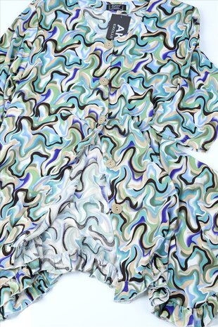 Lang, licht viscose jasje-vest Penny veelkleurig/groen-turquoise