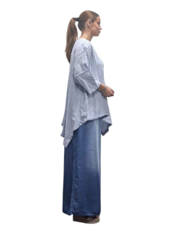 Shirt blauw A-lijn asymmetrisch