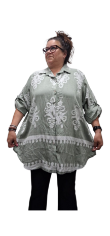 Blouse La Bass groen print