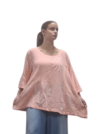 Shirt -tuniek -abrikoos -100% cotton A-lijn