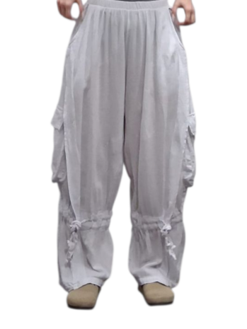 Wijde broek wit met grote zakken100% cotton