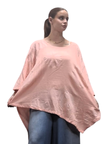 Shirt abrikoos A-lijn asymmetrisch