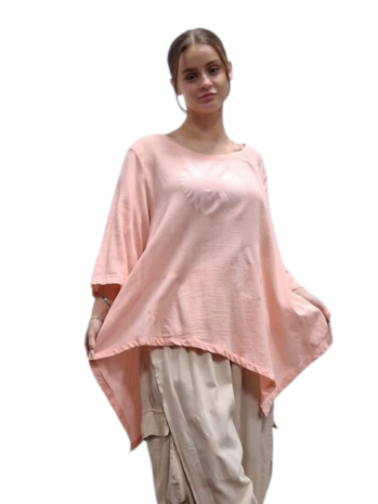 Shirt abrikoos A-lijn asymmetrisch