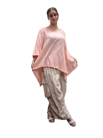 Shirt abrikoos A-lijn asymmetrisch