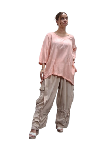 Shirt abrikoos A-lijn asymmetrisch