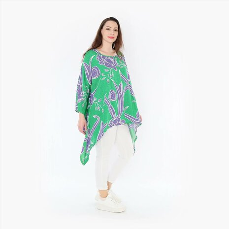 Wijde tuniek/shirt Mahio groen/lila