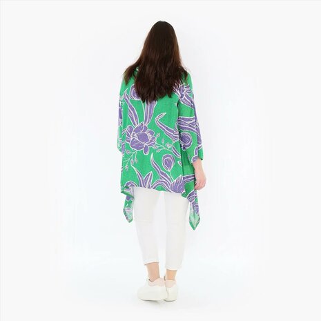 Wijde tuniek/shirt Mahio groen/lila