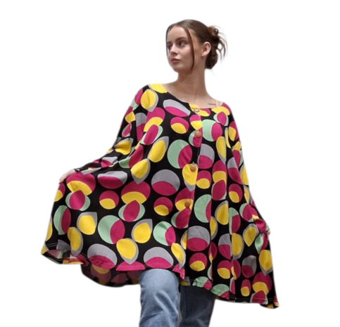 Zomerjas-blouse Maria in A-vorm van zachte linnenlook kwaliteit