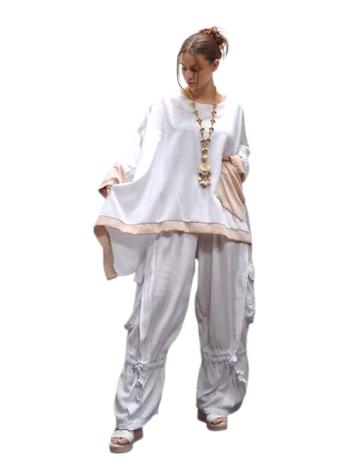 Wijde tuniek/shirt Marcy wit/beige