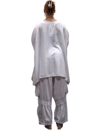 Wijde tuniek/shirt Marcy wit/beige