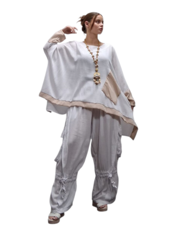 Wijde tuniek/shirt Marcy wit/beige