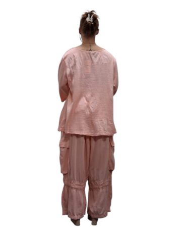 Shirt -tuniek -abrikoos -100% cotton A-lijn