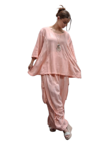 Shirt -tuniek -abrikoos -100% cotton A-lijn