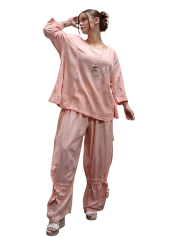 Shirt -tuniek -abrikoos -100% cotton A-lijn