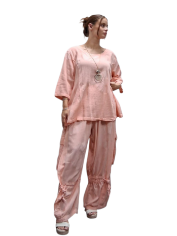 Shirt -tuniek -abrikoos -100% cotton A-lijn