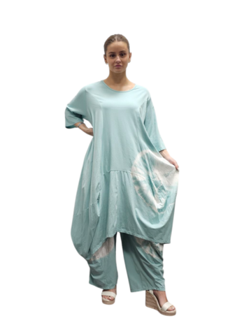 Ballonjurk mintgroen batikprint