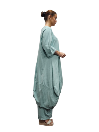 Ballonjurk mintgroen batikprint