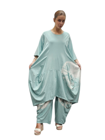 Ballonjurk mintgroen batikprint