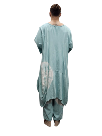 Ballonjurk mintgroen batikprint
