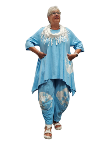 Tuniek A-lijn batikprint lichtblauw