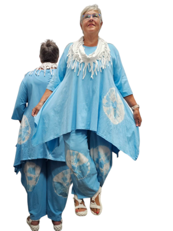 Tuniek A-lijn batikprint lichtblauw