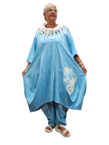 Ballonjurk batikprint lichtblauw