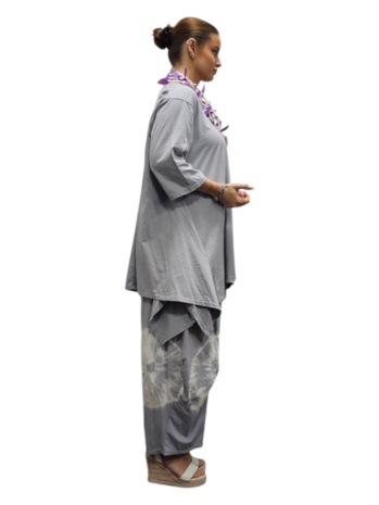 Tuniek grijs A-lijn batikprint 