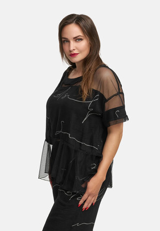 Kekoo tuniek met tule 'Serra' zwart