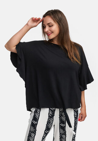 Luchtig shirt met vleermuismouwen 'Sovana' zwart
