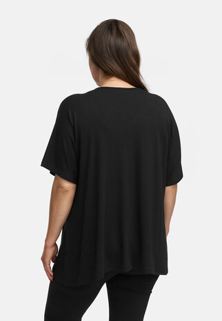 Tuniek A-lijn van lichte viscose stretch 'Sovana' zwart
