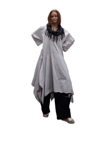 Jurk- lange tuniek grijs100% cotton