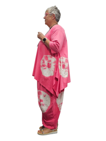 Tuniek A-lijn batikprint roze