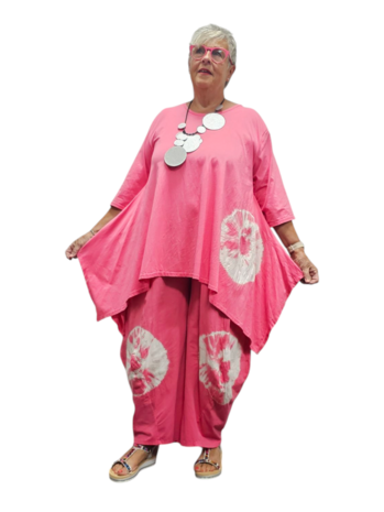 Tuniek A-lijn batikprint roze