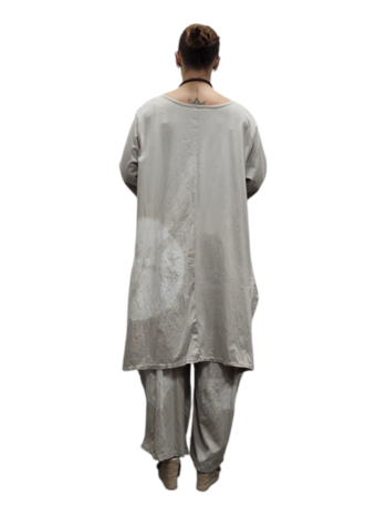 Ruim Shirt A-lijn batikprint zand